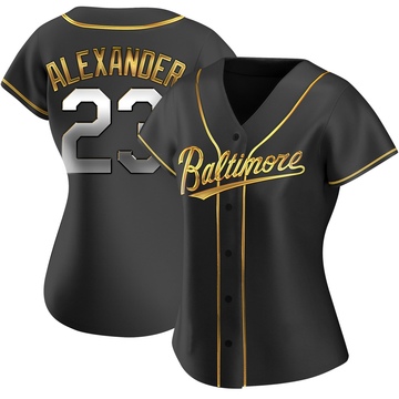 Black Golden Replica Blaze Alexander Women's Baltimore Orioles Alternate Jersey