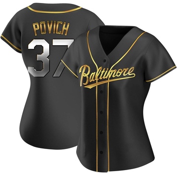 Black Golden Replica Cade Povich Women's Baltimore Orioles Alternate Jersey