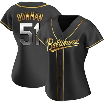 Black Golden Replica Matt Bowman Women's Baltimore Orioles Alternate Jersey