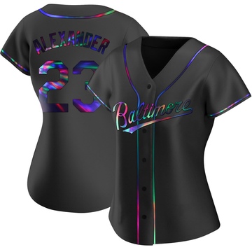 Black Holographic Replica Blaze Alexander Women's Baltimore Orioles Alternate Jersey