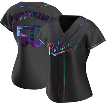Black Holographic Replica Bruce Zimmermann Women's Baltimore Orioles Alternate Jersey