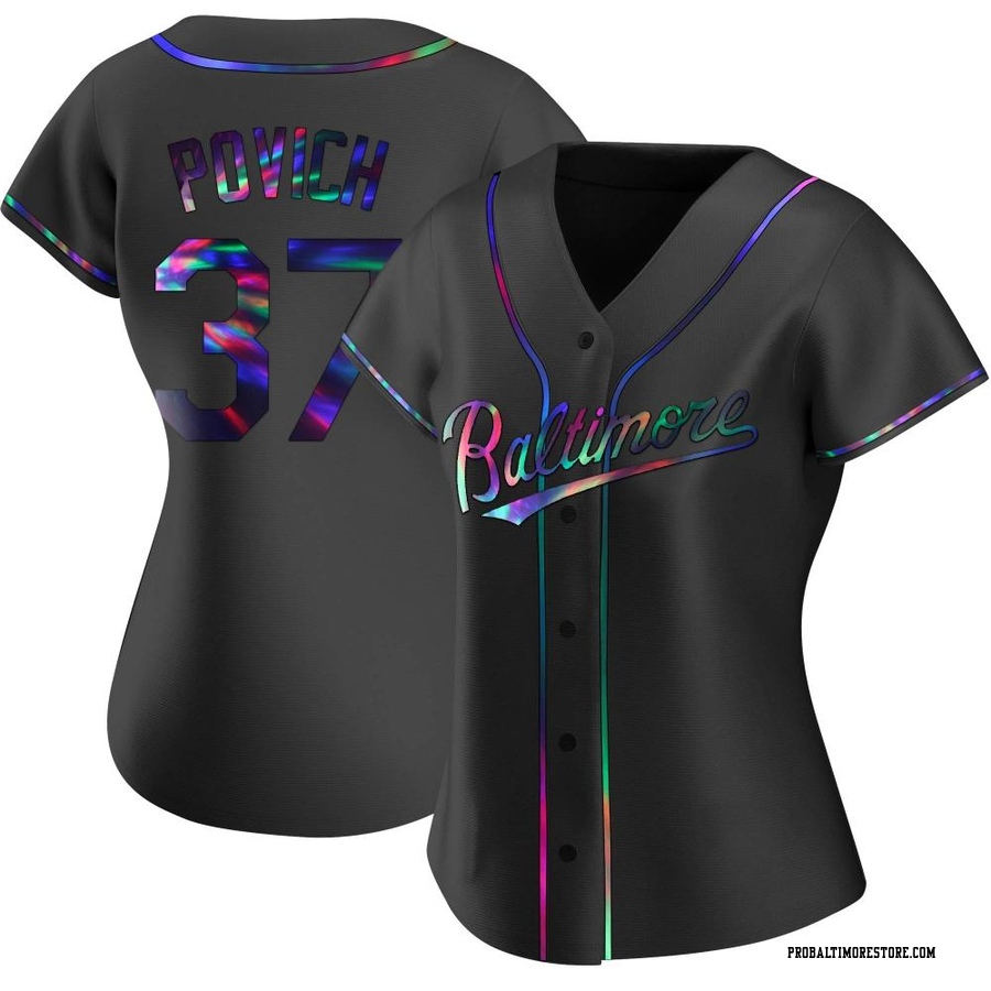 Black Holographic Replica Cade Povich Women's Baltimore Orioles Alternate Jersey