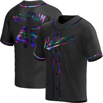 Black Holographic Replica Grant Wolfram Men's Baltimore Orioles Alternate Jersey