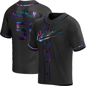 Black Holographic Replica Matt Bowman Youth Baltimore Orioles Alternate Jersey