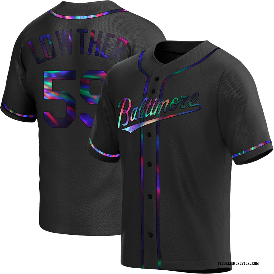 Black Holographic Replica Zac Lowther Youth Baltimore Orioles Alternate Jersey