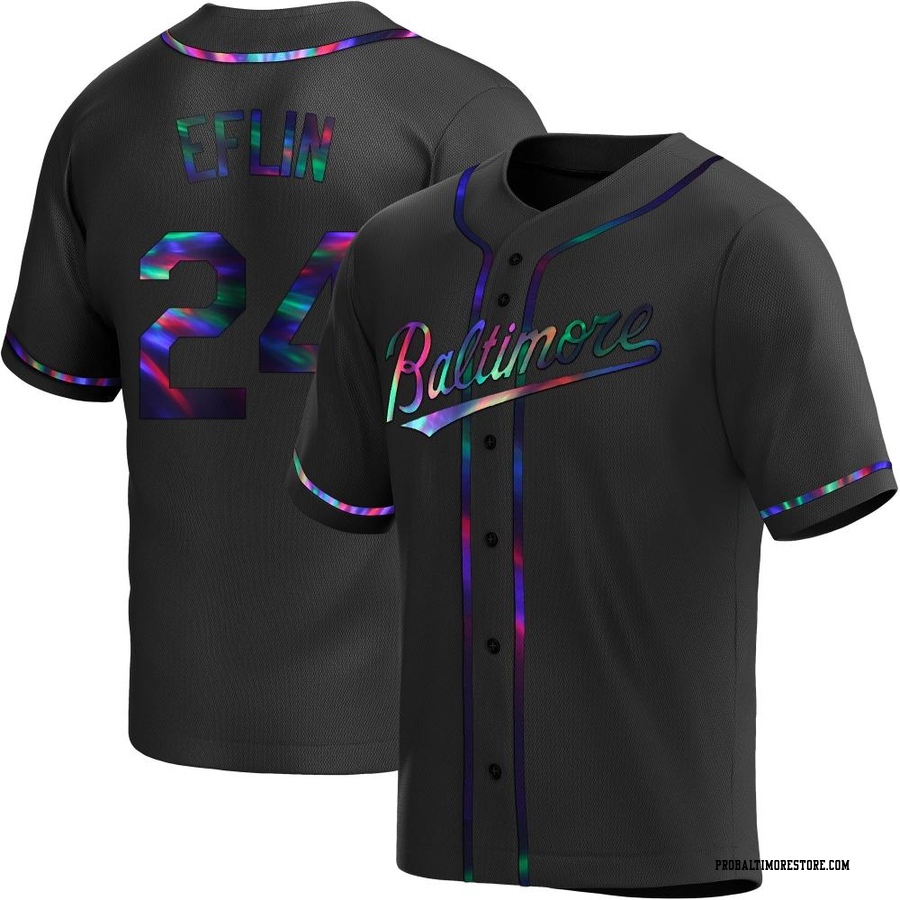 Black Holographic Replica Zach Eflin Men's Baltimore Orioles Alternate Jersey