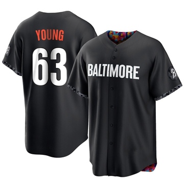 Black Replica Brandon Young Youth Baltimore Orioles 2023 City Connect Jersey