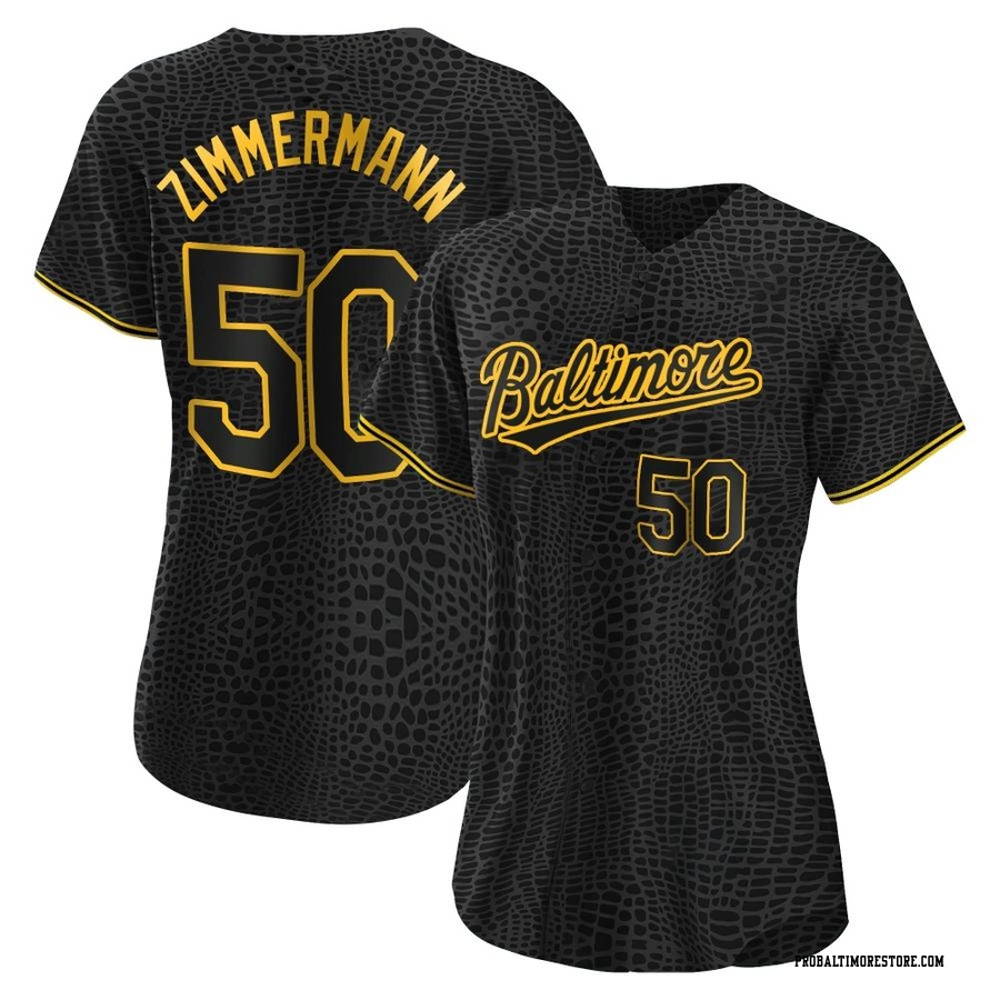 Black Replica Bruce Zimmermann Women's Baltimore Orioles Snake Skin City Jersey