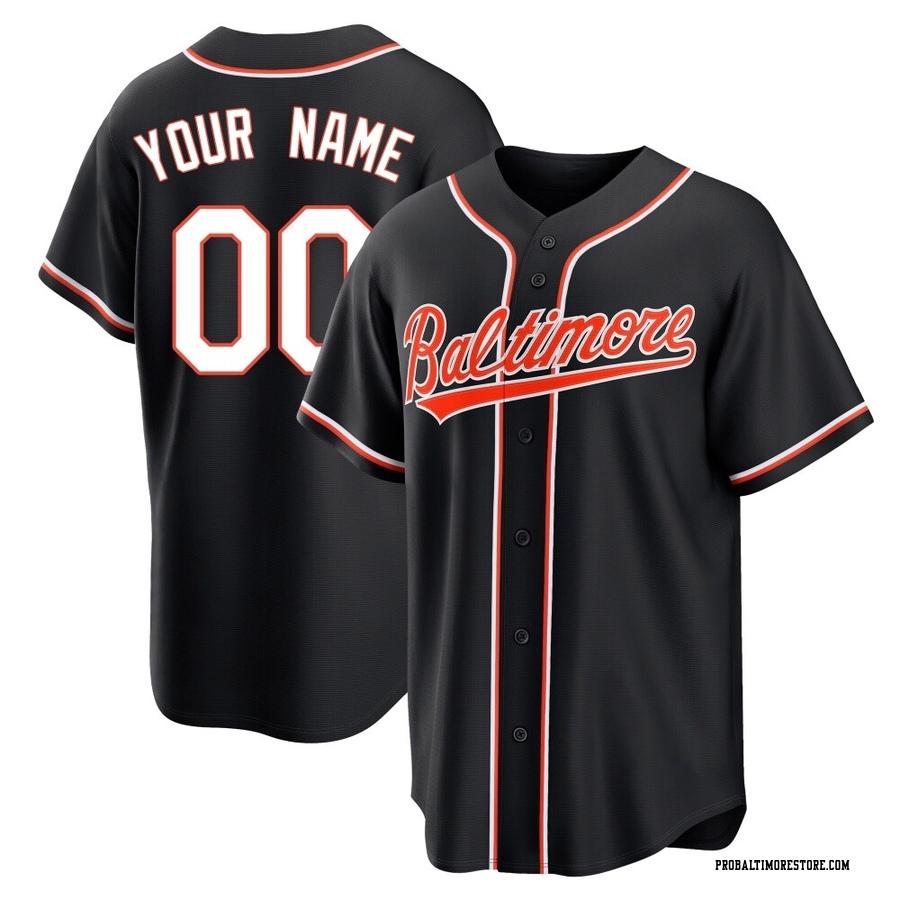 Black Replica Custom Youth Baltimore Orioles Fashion Out Jersey