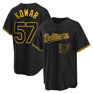 Black Replica Jackson Kowar Men's Baltimore Orioles Snake Skin City Jersey