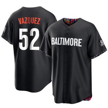 Black Replica Luis Vazquez Men's Baltimore Orioles 2023 City Connect Jersey