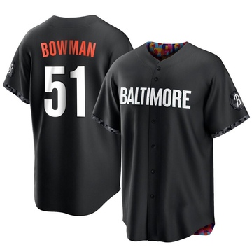 Black Replica Matt Bowman Men's Baltimore Orioles 2023 City Connect Jersey