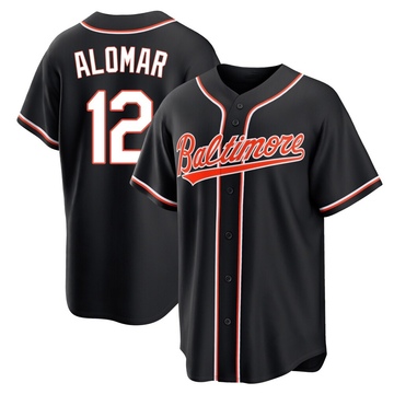 Black Replica Roberto Alomar Men's Baltimore Orioles Fashion Out Jersey