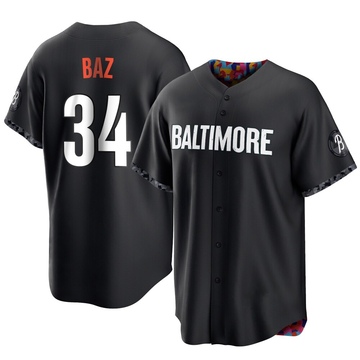 Black Replica Shane Baz Youth Baltimore Orioles 2023 City Connect Jersey