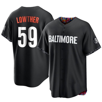 Black Replica Zac Lowther Men's Baltimore Orioles 2023 City Connect Jersey