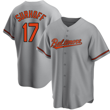 Gray Replica Bj Surhoff Youth Baltimore Orioles Road Jersey