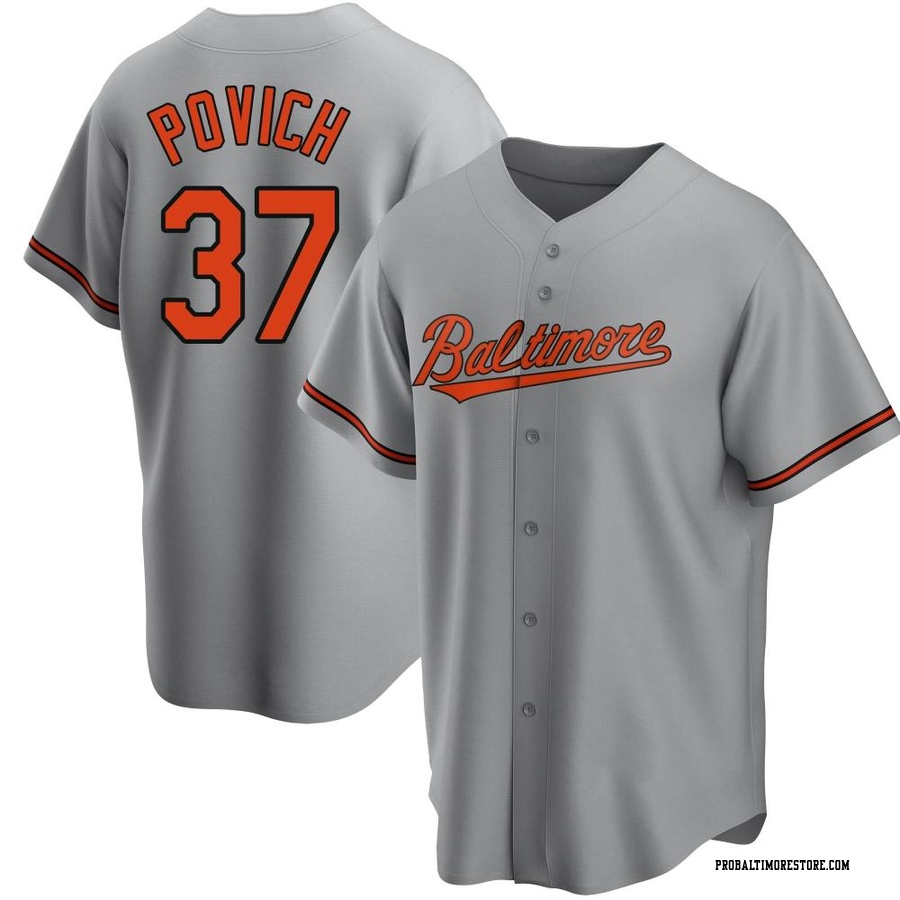 Gray Replica Cade Povich Men's Baltimore Orioles Road Jersey