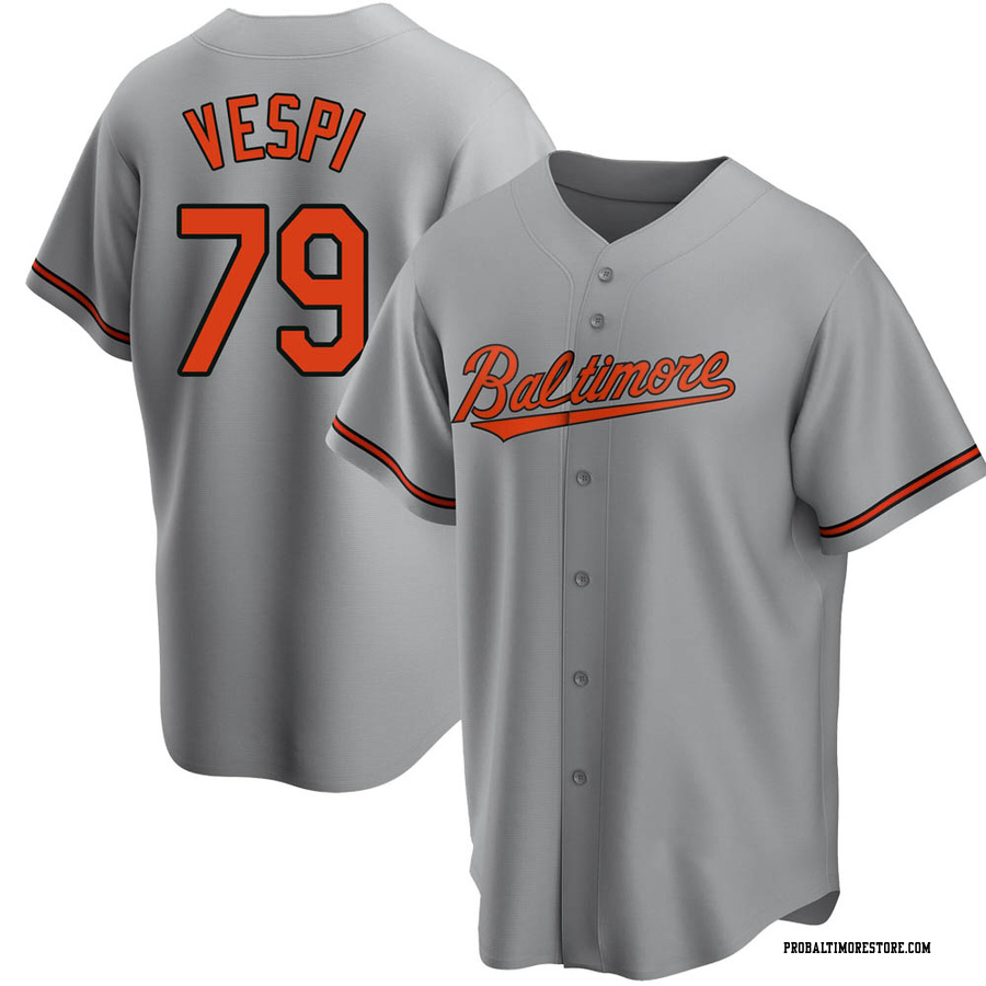 Gray Replica Nick Vespi Youth Baltimore Orioles Road Jersey