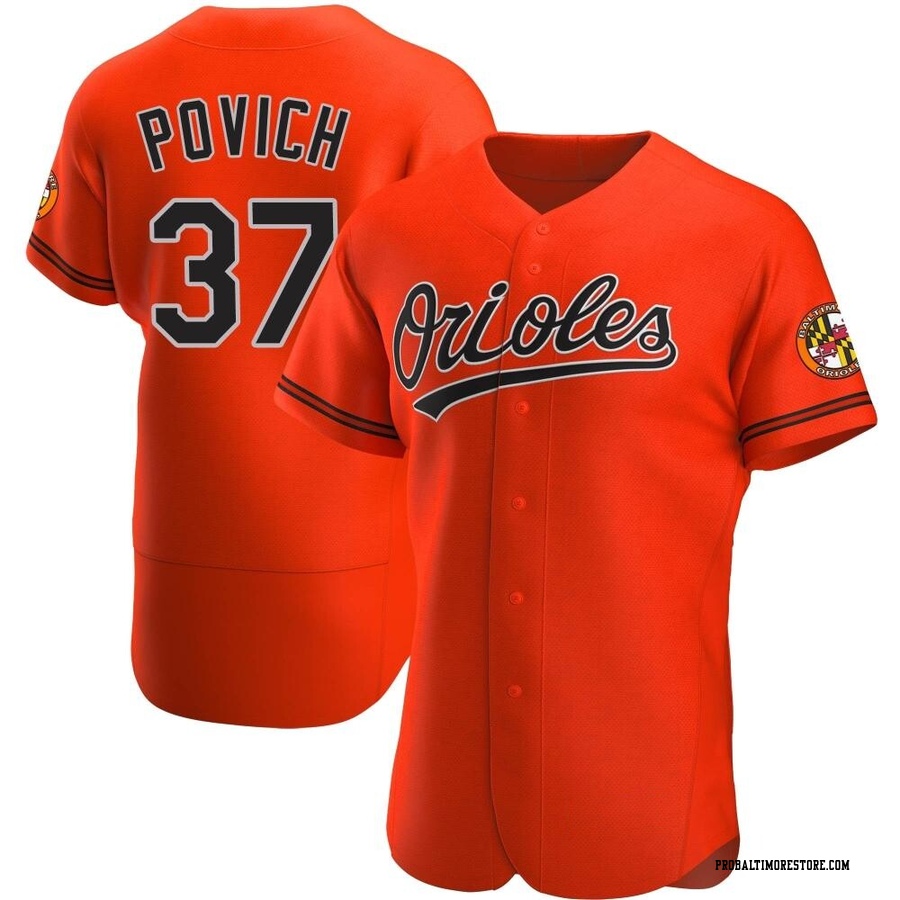 Orange Authentic Cade Povich Men's Baltimore Orioles Alternate Jersey