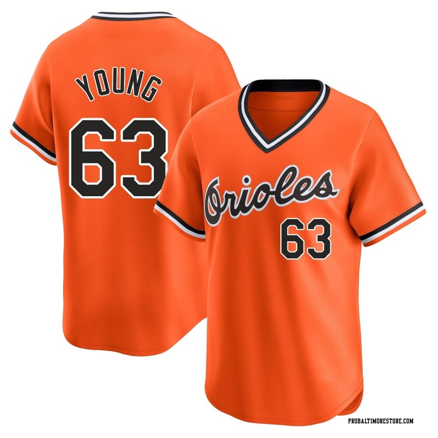 Orange Limited Brandon Young Youth Baltimore Orioles Cooperstown Collection Jersey