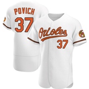 White Authentic Cade Povich Men's Baltimore Orioles Home Jersey