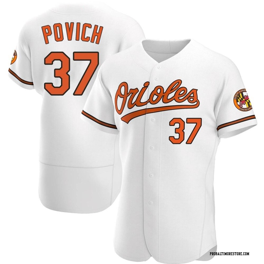White Authentic Cade Povich Men's Baltimore Orioles Home Jersey
